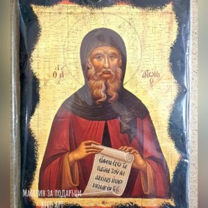 Ръчно изработена дървена православна икона на св. Антоний Велики