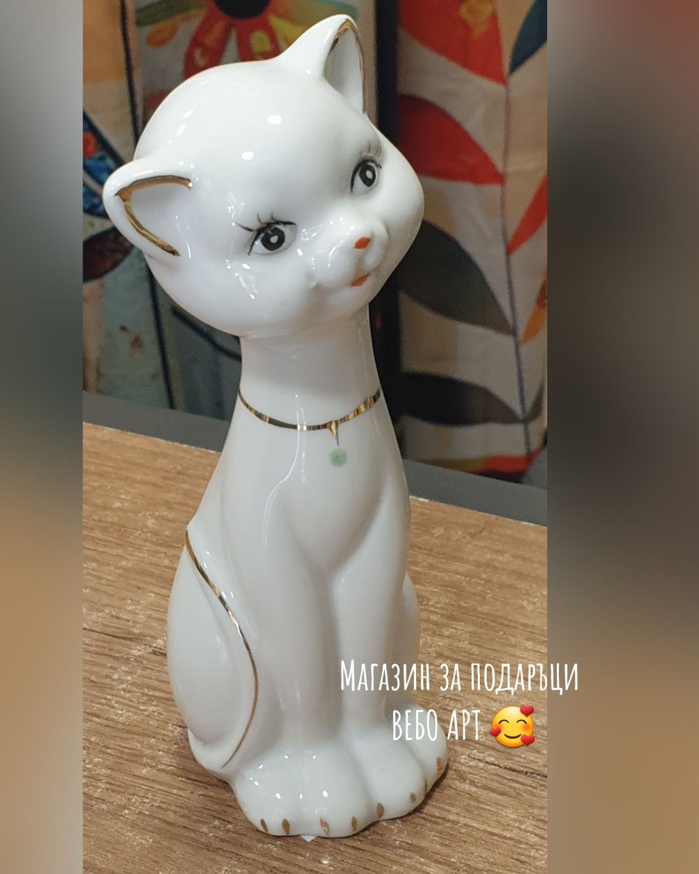 Изящна декоративна статуетка на Котка, изработена от порцелан - Image 2
