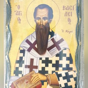 Ръчно изработена православна икона на Свети Василий Велики