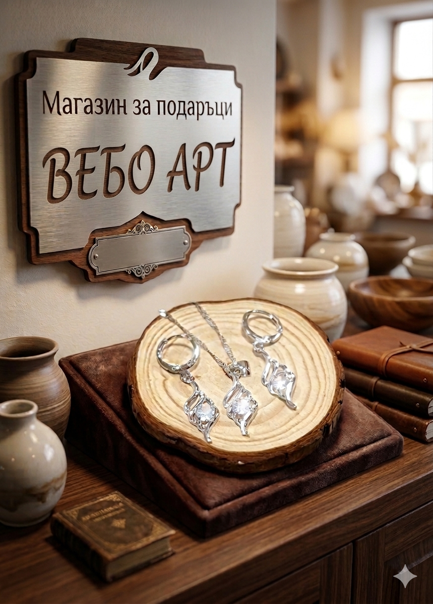 Елегантен дамски комплект от колие и обеци