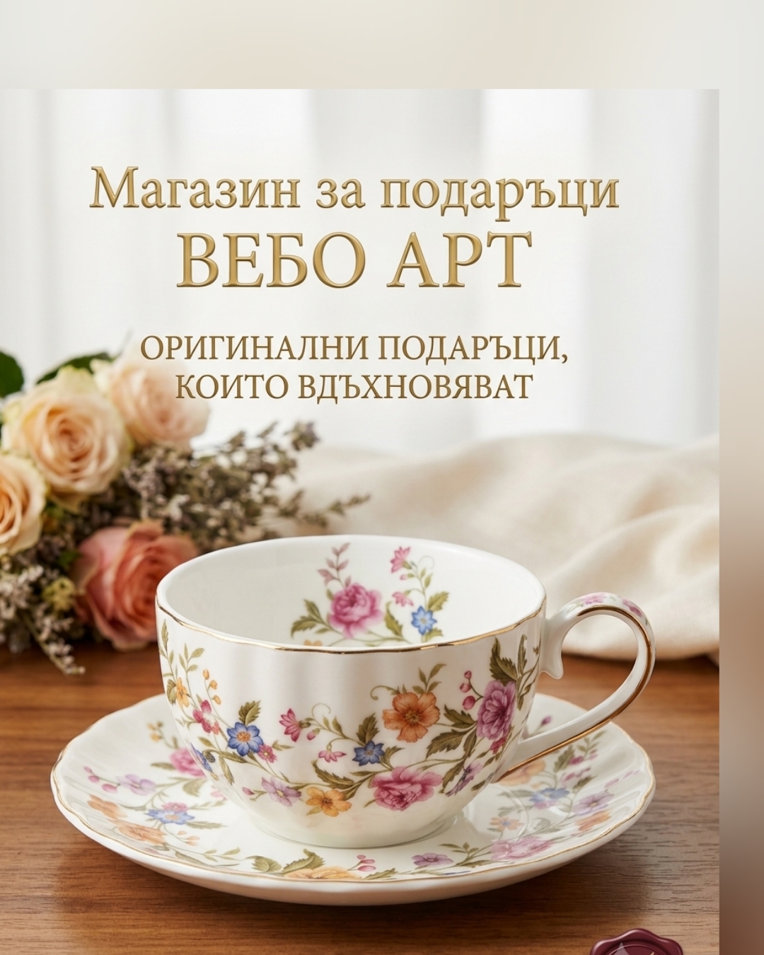 Изящна винтидж чаша за чай от фин костен порцелан