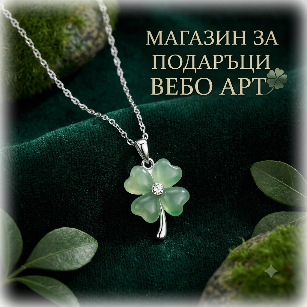 Елегантно дамско колие с висулка детелина